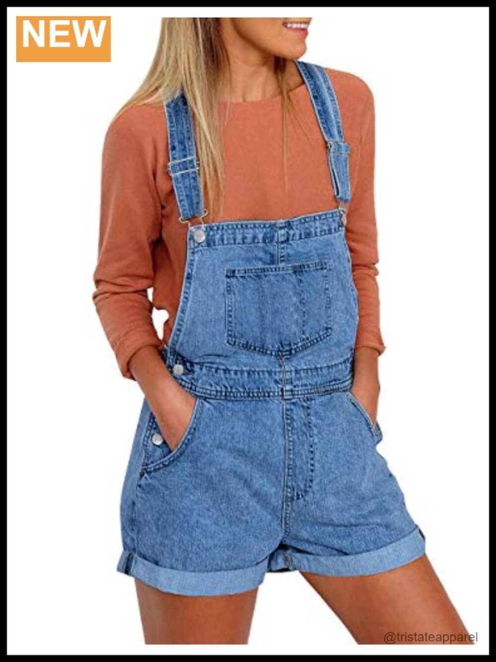 Vetinee Women's Denim Bib Overalls Shorts Cuffed Hem Adjustable Straps